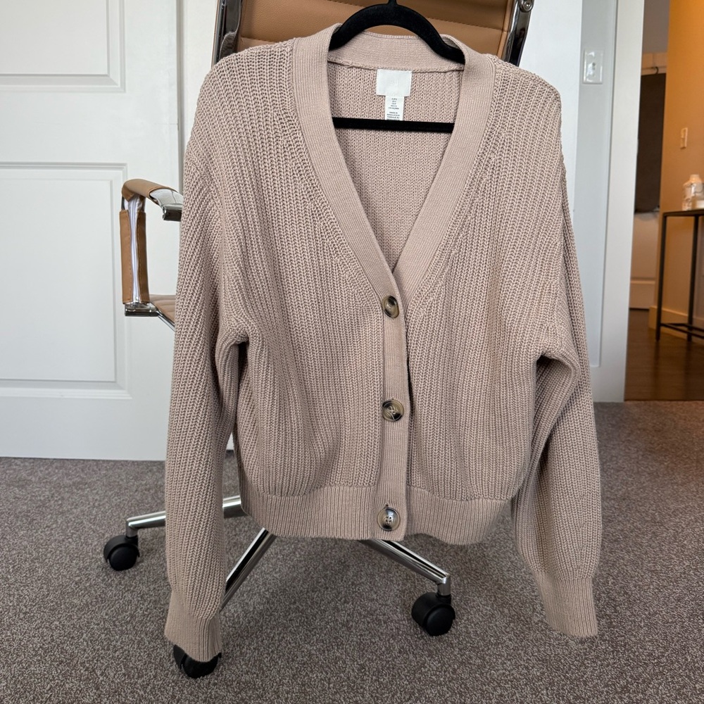 H&M Taupe Button-Up Cardigan